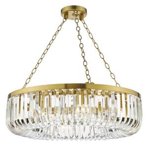 Dar Gold Lighting Sigourney 8 Light Ceiling Pendant Light In Satin Gold Finish and Clear Glass