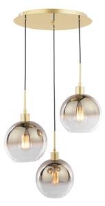 Dar Lighting Lycia 3 Light Cluster Pendant Light In Satin Gold With Gold Ombre Glass