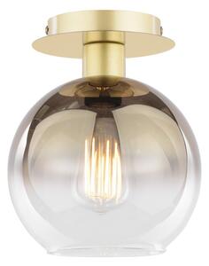 Dar Lighting Lycia Semi Flush Ceiling Light In Satin Gold Finish With Gold Ombre Glass