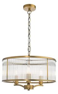 Dar Lighting Evelyn 3 Light Ceiling Pendant Light In Antique Bronze Finish With Glass Tubes