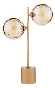 Dar Lighting Spiral 2 Light Table Lamp In Matt Gold Finish With Champagne Dimpled Glass