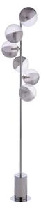 Dar Lighting Spiral 6 Light Floor Lamp In Polished Chrome With Smoked And Clear Ribbed Glass