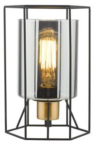 Dar Lighting Tatum Table Lamp In Matt Black Finish With Smoked Glass Shade