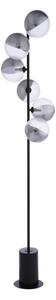 Dar Lighting Spiral 6 Light Floor Lamp In Matt Black With Smoked And Clear Ribbed Glass