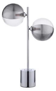 Dar Lighting Spiral 2 Light Table Lamp In Chrome With Smoked And Clear Ribbed Glass
