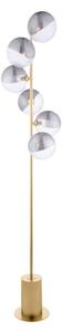Dar Lighting Spiral 6 Light Floor Lamp In Matt Gold With Smoked And Clear Ribbed Glass