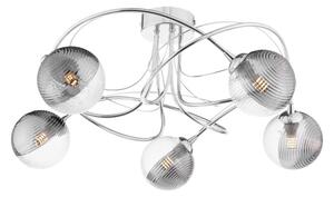 Dar Lighting Onawa 5 Light Semi Flush Ceiling Light In Polished Chrome With Ribbed Glass