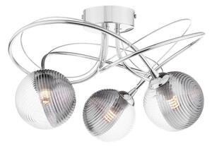 Dar Lighting Onawa 3 Light Semi Flush Ceiling Light In Polished Chrome With Ribbed Glass