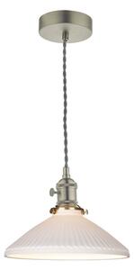 Dar Lighting Hadano Ceiling Pendant Light In Antique Chrome With Ceramic Shallow Shade