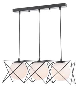 Dar Lighting Dreyson 3 Light Bar Ceiling Pendant Light In Matt Black With Opal Glass