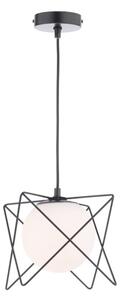 Dar Lighting Dreyson Ceiling Pendant Light In Matt Black With Opal Glass