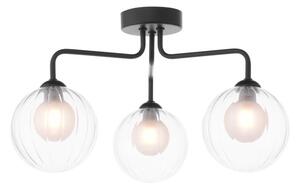 Dar Lighting Feya 3 Light Semi Flush Ceiling Light In Matt Black With Clear And Opal Glass