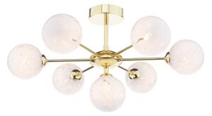 Dar Lighting Cohen 7 Light Semi Flush Ceiling Light In Polished Gold With Confetti Glass