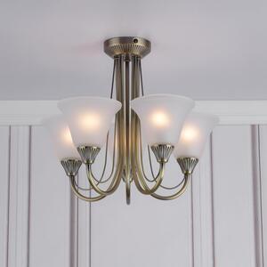 Dar BOS05 Ceiling Pendant in Antique brass with 5 Lights
