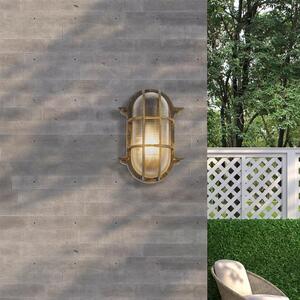 Searchlight Outdoor Oval Bulkhead Light in Black Gold Finish With Ribbed Glass IP44