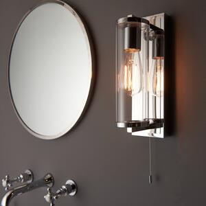 Cylinder Bathroom Wall Light In Chrome With Clear Glass Shade IP44