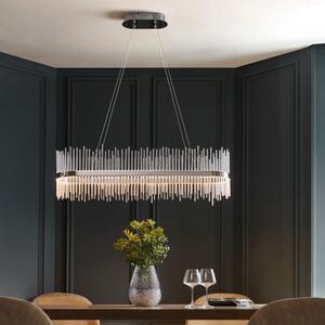 Tivoli Linear Ceiling Pendant Light In Chrome With Clear Glass Rods