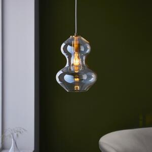 Pablo Ceiling Pendant Light In Satin Brass Finish With Shaped Champagne Lustre Glass