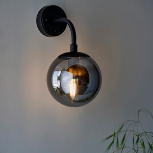 Orio Wall Light In Matt Black Finish With Smoked Mirrored Glass