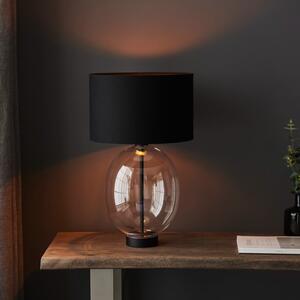 Pablo Oval Clear Glass Touch Table Lamp In Matt Black With Black Shade