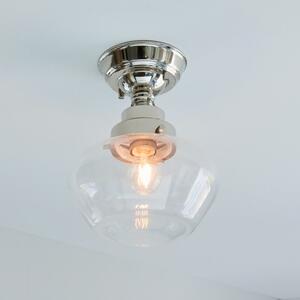 Timeless Semi Flush Ceiling Light In Bright Nickel Finish With Clear Glass Shade