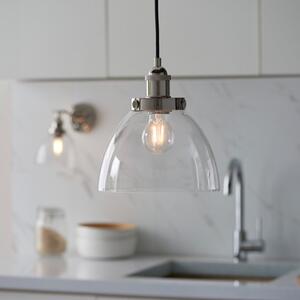 Nostalgia Ceiling Pendant Light In Bright Nickel Finish With Clear Glass Shade