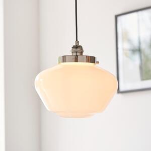 Timeless Ceiling Pendant Light In Bright Nickel Finish With Opal Glass Shade