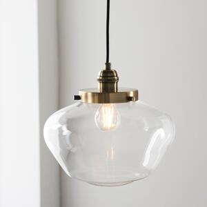 Timeless Ceiling Pendant Light In Antique Brass Finish With Clear Glass Shade