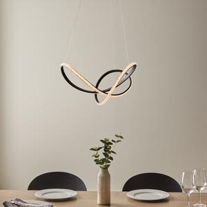 Inez LED Ceiling Pendant Light In Textured Black Finish With Clear Faceted Acrylic 55 cm