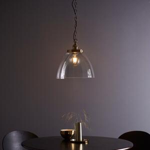 Endon 102926 Hansen Grand Ceiling Pendant Light In Antique Brass With Clear Glass 33cm