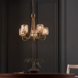 Endon 107802 Berenice 5 Light Ceiling Pendant Light In Antique Brass With Cut Glass Shades