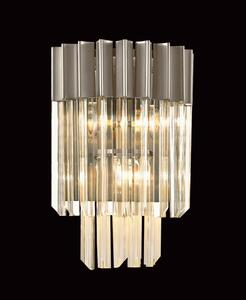 Prestige Metro Stunning Wall Light In Polished Nickel With Clear Sculptured Glass