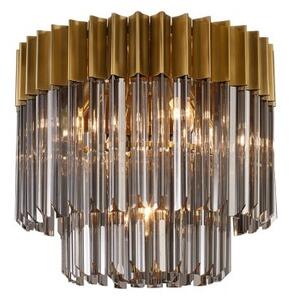 Prestige Metro Flush Ceiling Light In Brass With Smoked Sculpted Glass 45cm