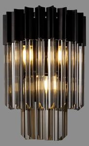 Prestige Metro Stunning Wall Light In Matt Black With Smoke Sculptured Glass