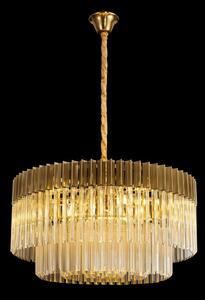 Prestige Metro Round Cognac Glass Ceiling Pendant Light In Brass Finish 80cm