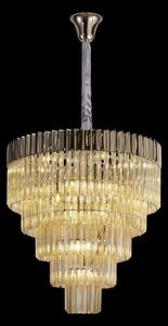 Prestige Metro Large Tiered Ceiling Pendant Light In Polished Nickel With Cognac Sculptured Glass 80cm