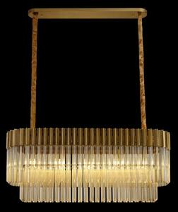 Prestige Metro Rectangular Ceiling Pendant Light In Brass With Clear Sculptured Glass 100cm