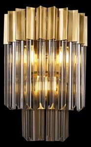 Prestige Metro Stunning Wall Light In Brass With Smoke Sculptured Glass