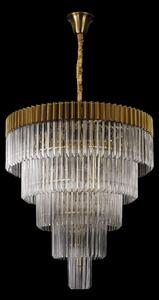 Prestige Metro Grand Tiered Ceiling Pendant Light In Brass With Clear Sculptured Glass 96cm