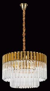 Prestige Metro Round Clear Sculptured Ceiling Pendant Light In Brass Finish 60cm