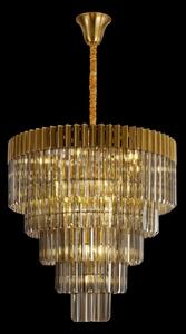 Prestige Metro Large Tiered Ceiling Pendant Light In Brass With Smoked Sculptured Glass 80cm