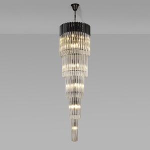 Prestige Metro Large Tiered Ceiling Pendant Light In Matt Black With Clear Sculptured Glass 50cm