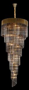Prestige Metro Grand Spiral Ceiling Pendant Light In Brass With Smoked Sculptured Glass 90cm