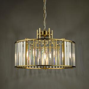 Dar Lighting Kiran 5 Light Glass Ceiling Pendant Light In Natural Brass Finish KIR0535