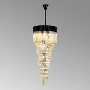 Prestige Metro Large Spiral Ceiling Pendant Light In Matt Black With Cognac Sculptured Glass 70cm