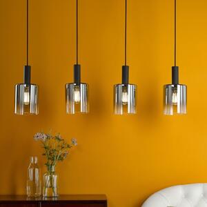Dar Lighting Savannah 4 Light Bar Ceiling Pendant Light In Matt Black With Smoked Glass SAV0422