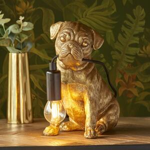 Endon 107324 Pug Puppy Table Lamp In Vintage Gold And Matt Black Finish
