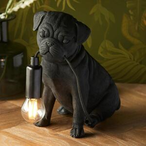 Endon 107325 Pug Puppy Table Lamp In Matt Black Finish