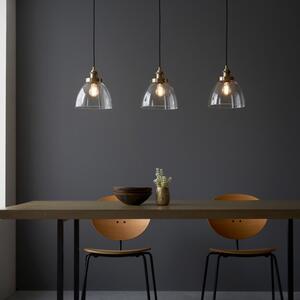 Endon 98114 Hansen Linear Ceiling Pendant Light In Antique Brass With Clear Glass