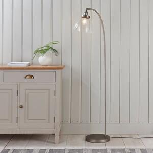 Endon 91741 Hansen Task Floor Lamp In Brushed Silver Finish With Clear Glass
